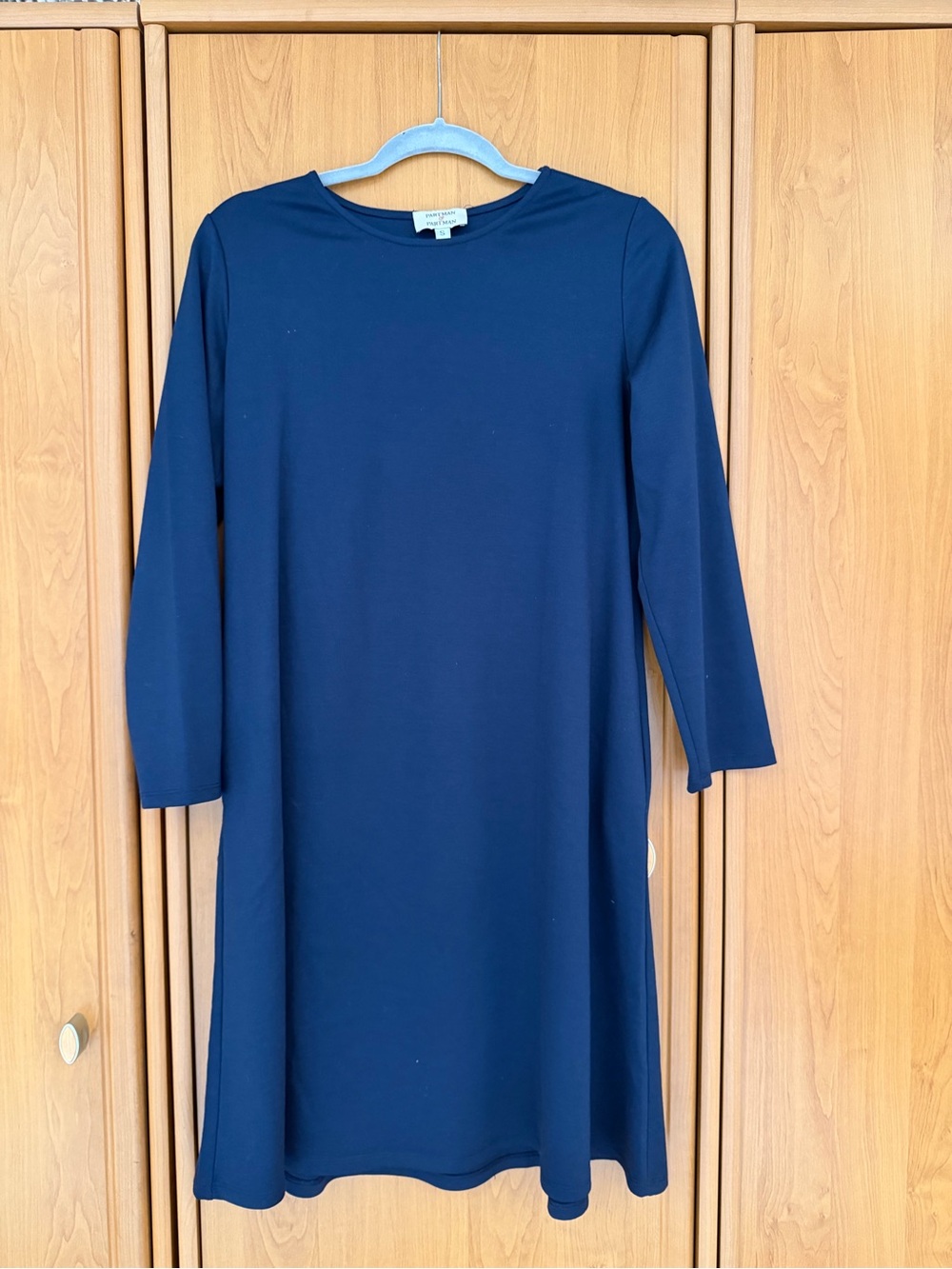 Partman & Partman Navy Blue Shift Dress 3/4 Sleeve Size S